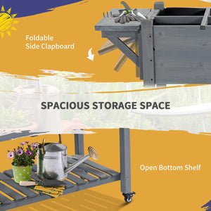 Potager surélevé avec 8 compartiments et étagère de rangement, gris