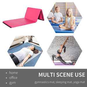 Tapis de gymnastique pliable 4'x10'x2'' avec poignées de transport, rose