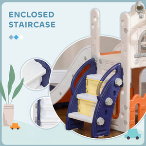 Toboggan 5 en 1 avec panier de basket, structure d'escalade, télescope et panier de rangement