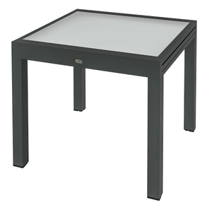 Table de salle à manger extensible en aluminium et verre trempé