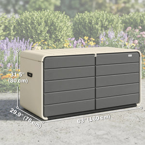 Coffre de rangement extérieur avec couvercle verrouillable et roulettes, 757 L