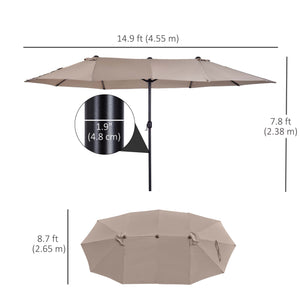 Parasol double de 15 pieds, beige