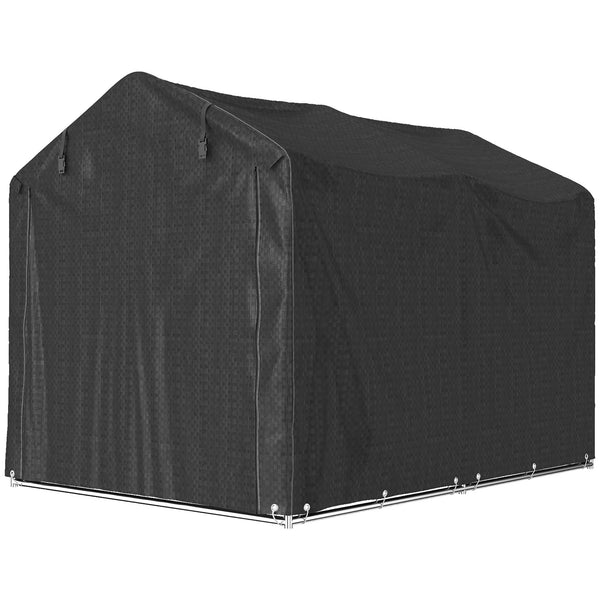 Abri de jardin portable résistante aux UV avec porte zippée enroulable, noir