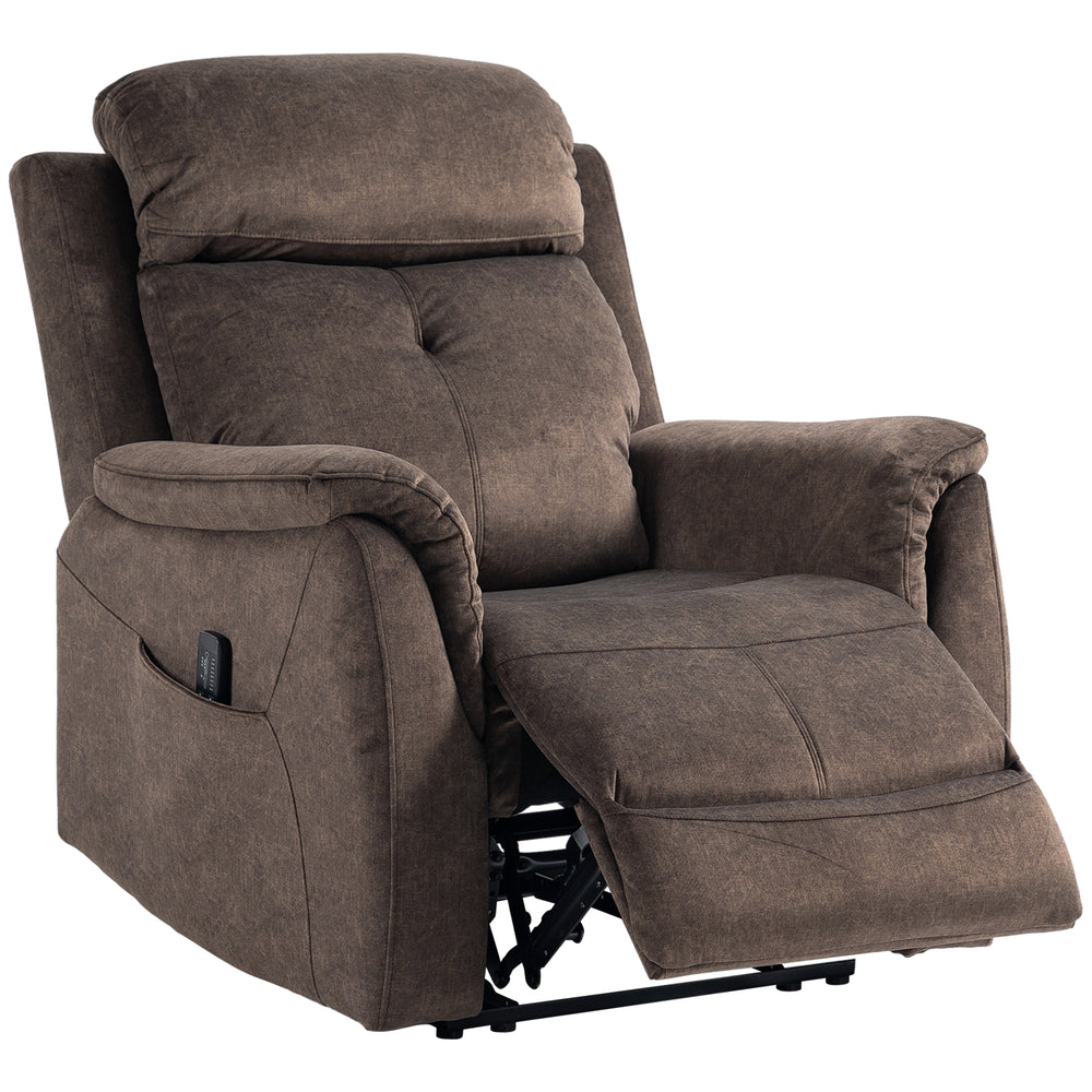 Fauteuil inclinable manuel avec massage par vibrations et poches latérales, marron