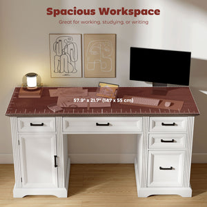 Country-style desk with soft-close drawers, white