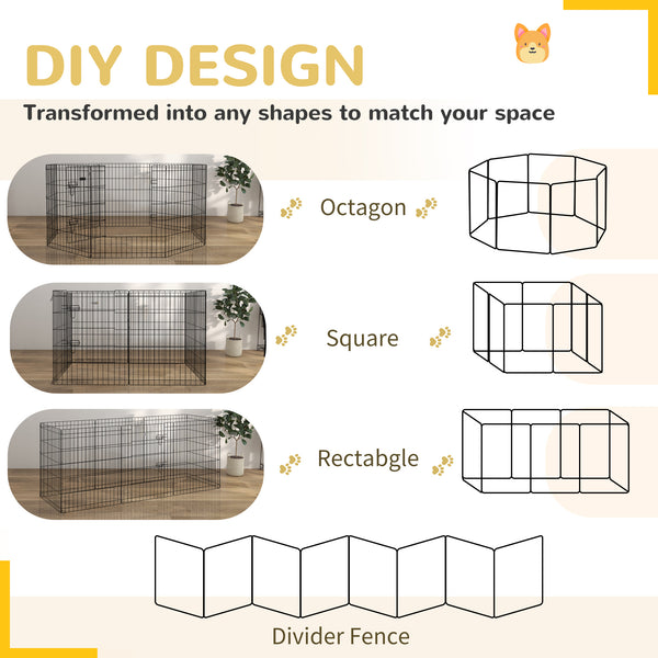 Foldable metal playpen with 8 panels