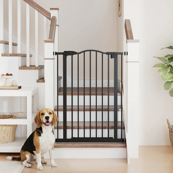 Barrière pour chien extra haute avec porte, noire