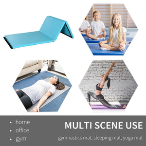 Tapis de gymnastique pliable de 1,22 m x 2,42 m x 5,1 cm avec poignées de transport, bleu clair