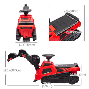 3 en 1 Excavatrice Compacteur Roulant avec Musique, Rouge
