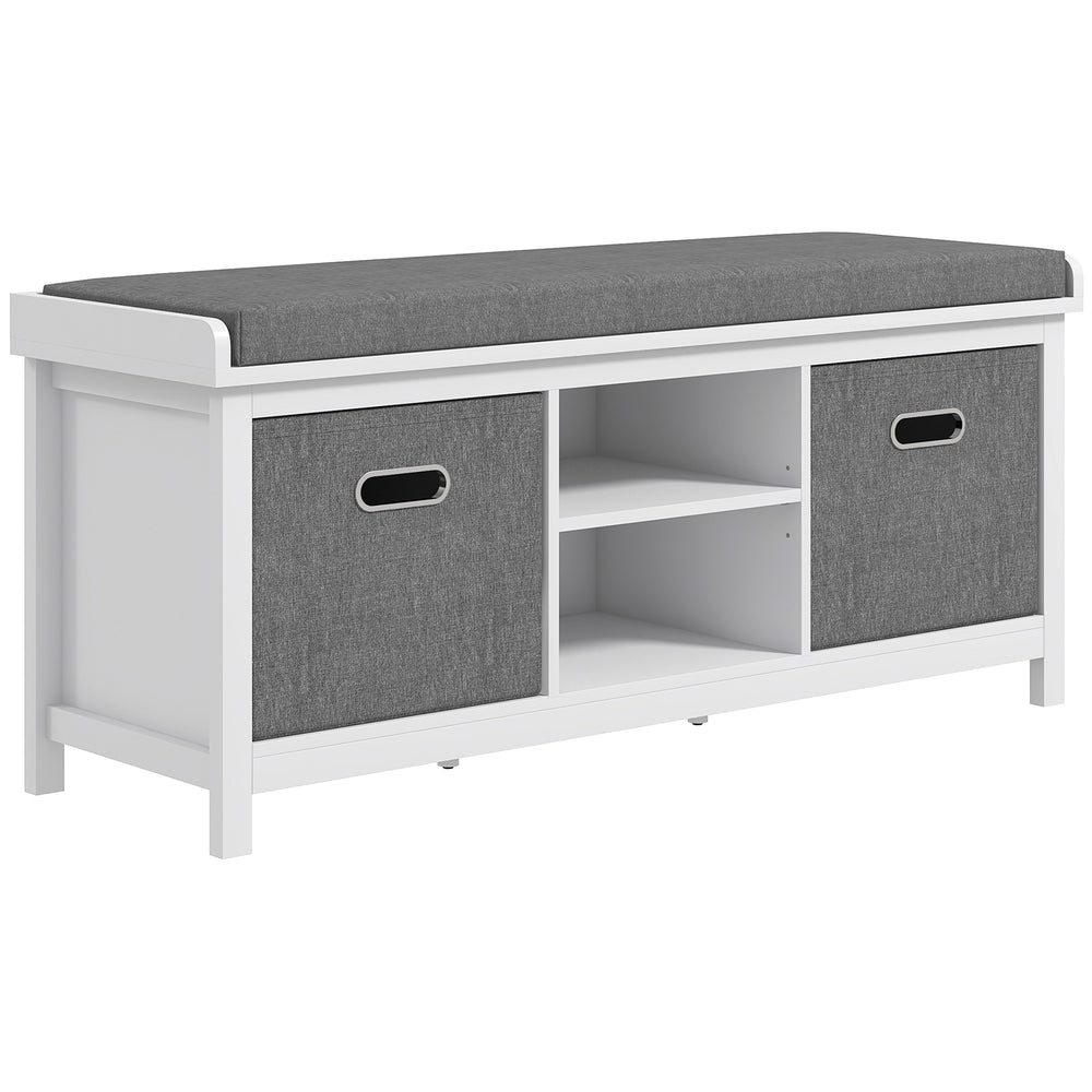 Banc de rangement à chaussures avec assise et tiroirs, blanc