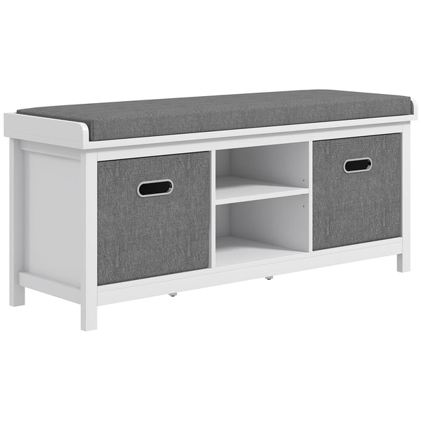 Banc de rangement à chaussures avec assise et tiroirs, blanc