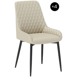 Set of 4 upholstered kitchen chairs, beige