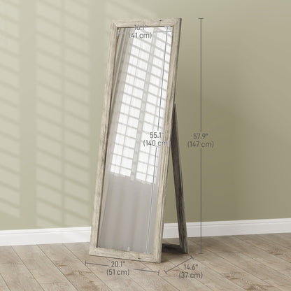 Miroir intégral pour chambre à coucher, salon, grain de bois gris