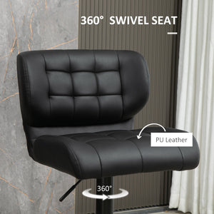 Lot de 2 tabourets de bar pivotants en cuir synthétique réglables avec repose-pieds, noir
