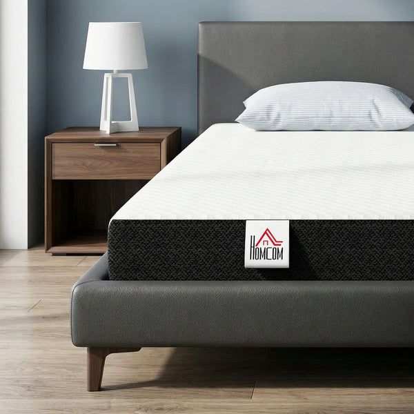 Matelas simple 6 po en mousse mémoire au gel, fermeté moyenne – Blanc et gris