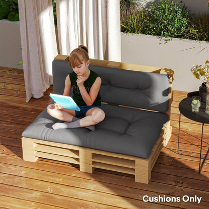 Ensemble de coussins 2 pièces pour palettes, gris anthracite