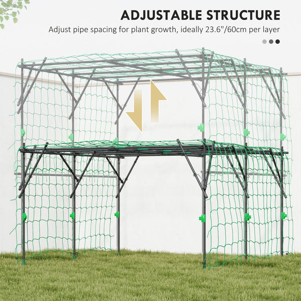 Arche de jardin avec filet de support, noir
