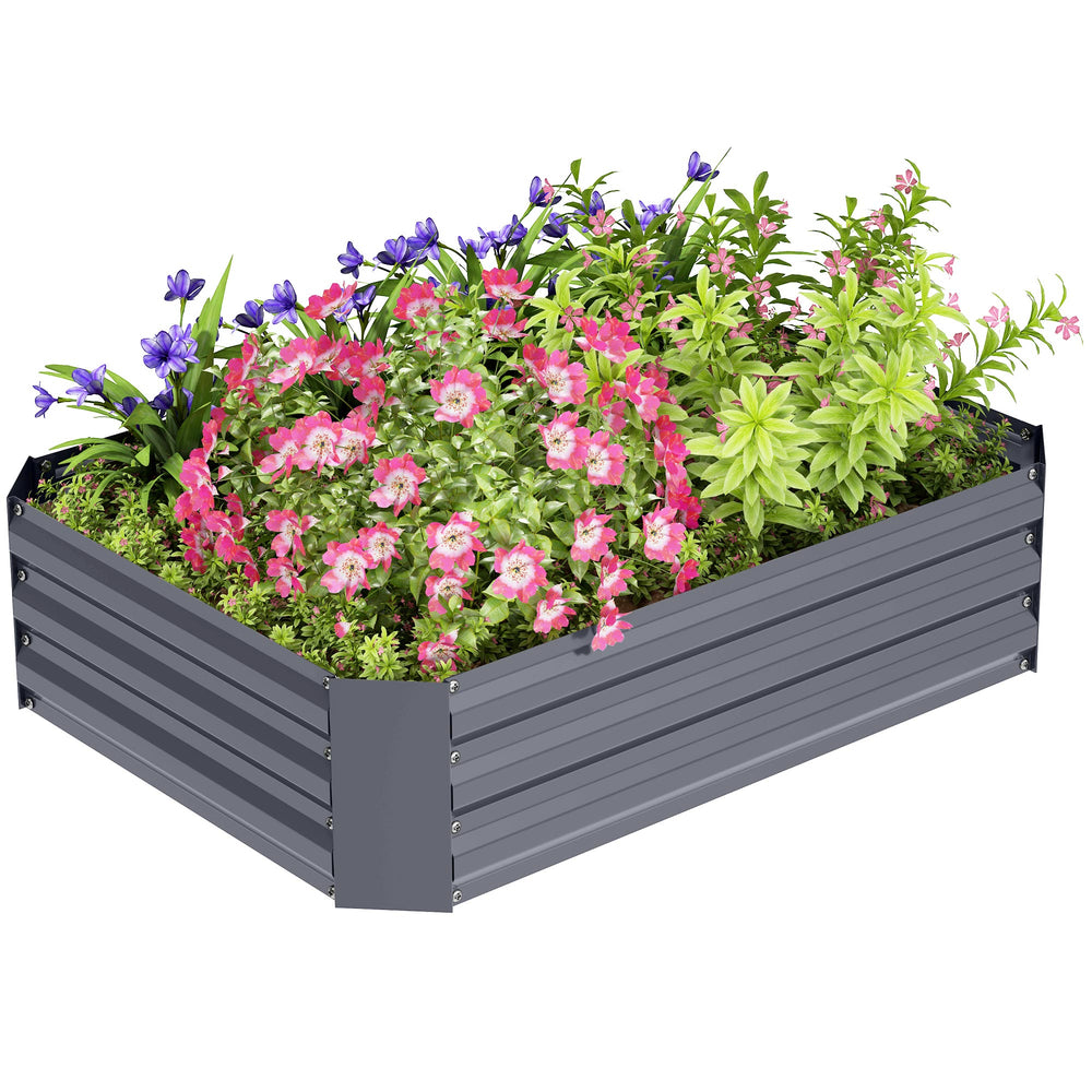 Galvanized raised planter, dark grey