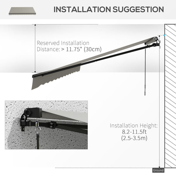 Auvent rétractable 11,8 x 9,8 résistante aux UV, gris clair