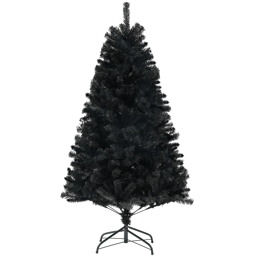 Sapins de Noël artificiels noir de 6 pieds avec ouverture automatique et base en acier