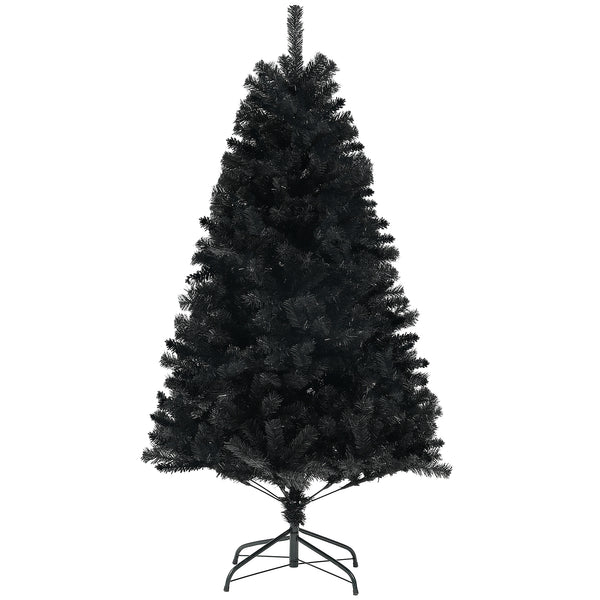 Sapins de Noël artificiels noir de 6 pieds avec ouverture automatique et base en acier