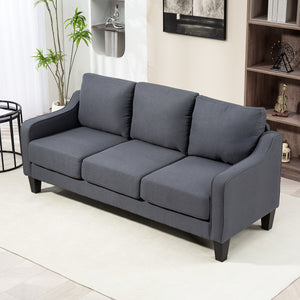 Modern pocket spring sofa, linen upholstery, thick padding, anthracite grey