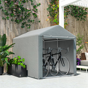 Abri portable avec structure en acier galvanisé et grande porte, gris clair