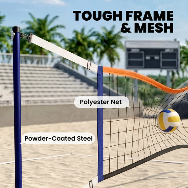 Portable Outdoor Volleyball Net Set, Adjustable Length from 6.4 to 8.2 m, Volleyball, Air Pump