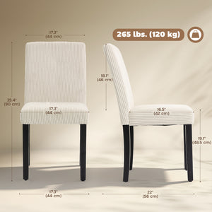 Ensemble de 4 chaises de salle à manger modernes avec pieds en bois d'hévéa et assise rembourrée, beige