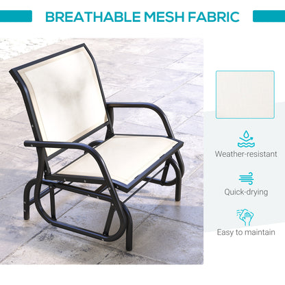 Fauteuil de jardin Outsunny avec assise et dossier en tissu maillé respirant, cadre en métal et accoudoirs, couleur crème