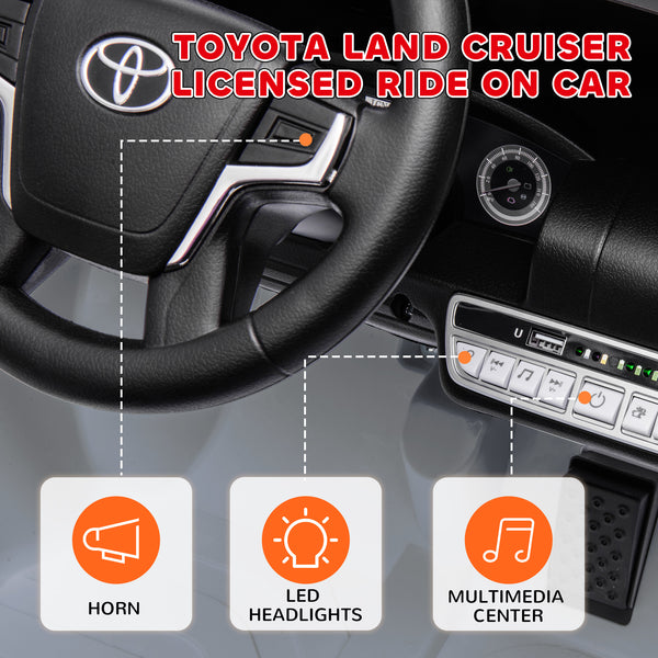 Voiture 12V Toyota Land Cruiser sous licence avec télécommande, gris