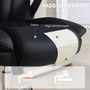 Black diamond pattern fabric office chair.