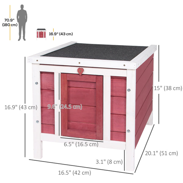 Clapier en bois avec toit en asphalte imperméable et ouvrable, rouge