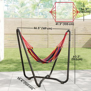 Patio Hammock with Stand, Fabric Outdoor Hammock Bed with Stand for Beach, Yard, Bedroom, Indoor, Outdoor, Muti-Colored