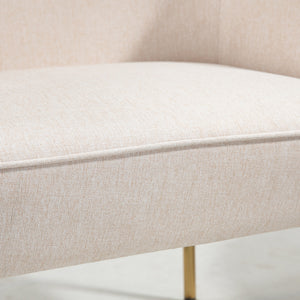 Fauteuil d'appoint moderne en tissu avec pieds en métal, blanc crème