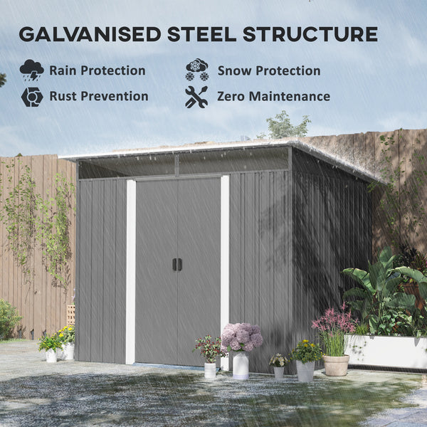Abri de jardin verrouillable en acier, gris