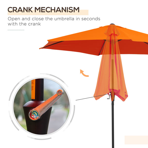 6.5-foot round parasol with crank and tilting canopy, orange
