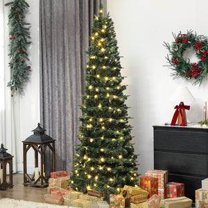 Sapin de Noël artificiel pliable de 7 pi avec support en métal, vert, pré-illuminé.