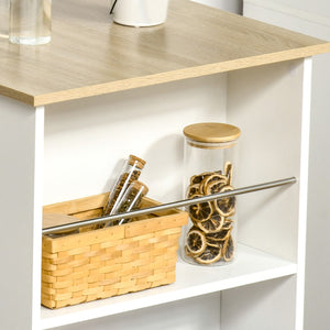 Bar table with 3 storage shelves, white