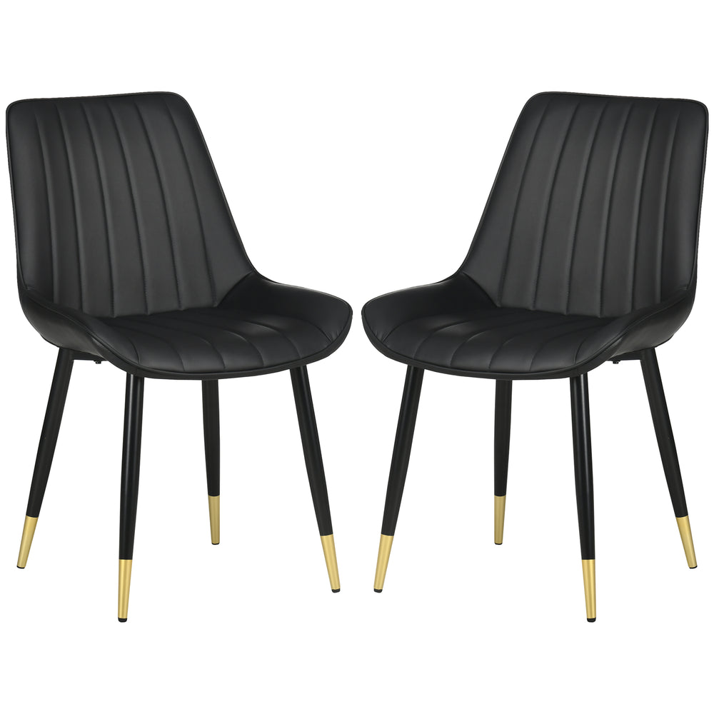 Set of 2 dining chairs with faux leather upholstery, black