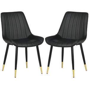 Set of 2 dining chairs with faux leather upholstery, black