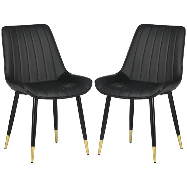 Set of 2 dining chairs with faux leather upholstery, black