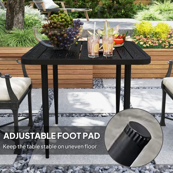 Table de salle à manger carrée en métal, noir