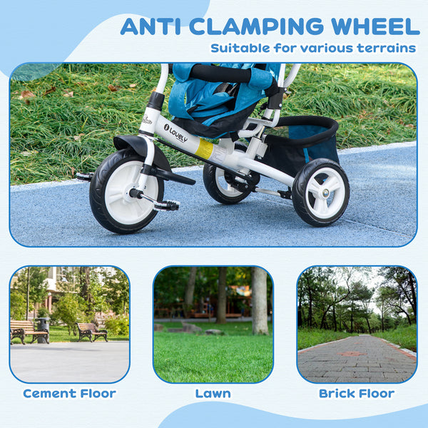 6 in 1 Toddler Tricycle for 1-5 Years Old with Parent Handle, Blue