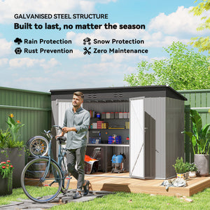 Galvanized steel garden shed with lockable doors