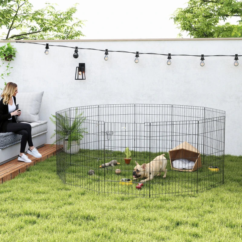 Foldable metal playpen with 12 panels