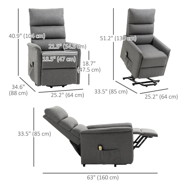 Fauteuil releveur pour personnes âgées inclinable électrique avec télécommande, gris foncé