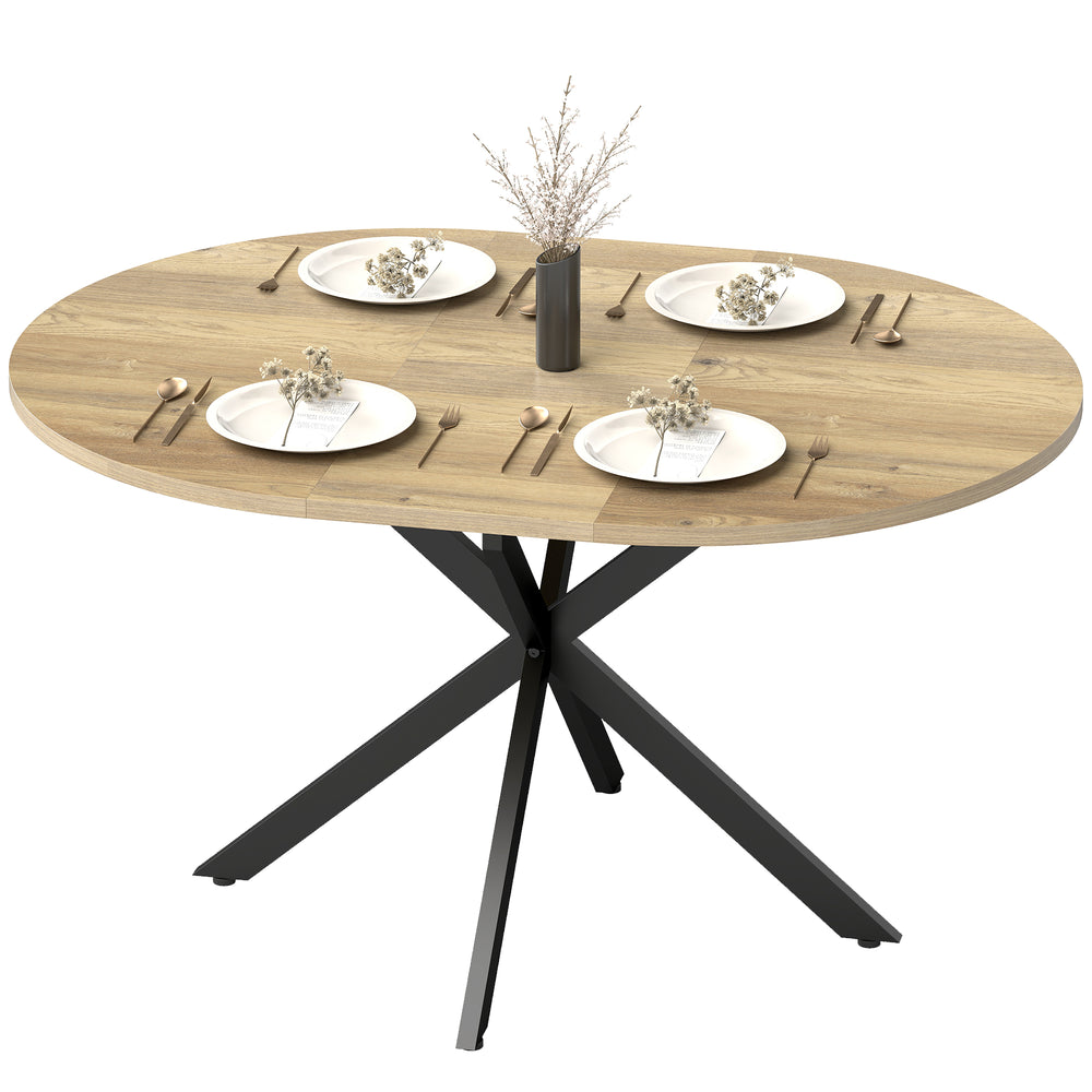 Table de salle à manger extensible avec rallonge papillon, en bois naturel