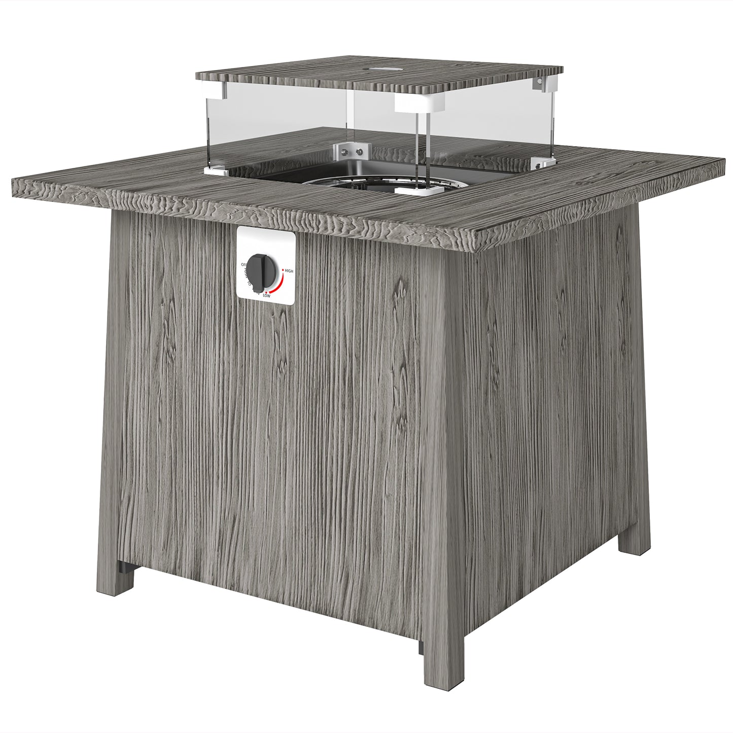 Outsunny 28" Square 40,000 BTU Propane Fire Pit Table with Waterproof Cover and Adjustable Footrests