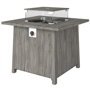 Table de foyer au propane 28 po, carrée, 40 000 BTU, avec housse imperméable et repose-pieds réglables